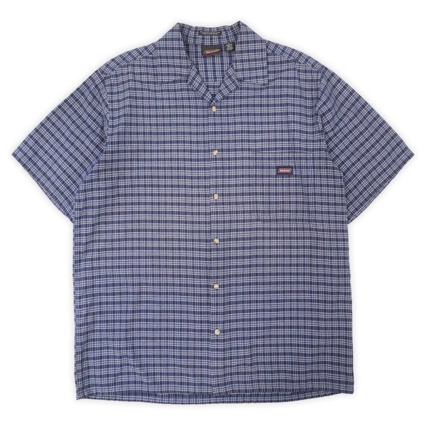 画像1: 00's Dickies S/S オープンカラーシャツ "Navy Plaid" (1)