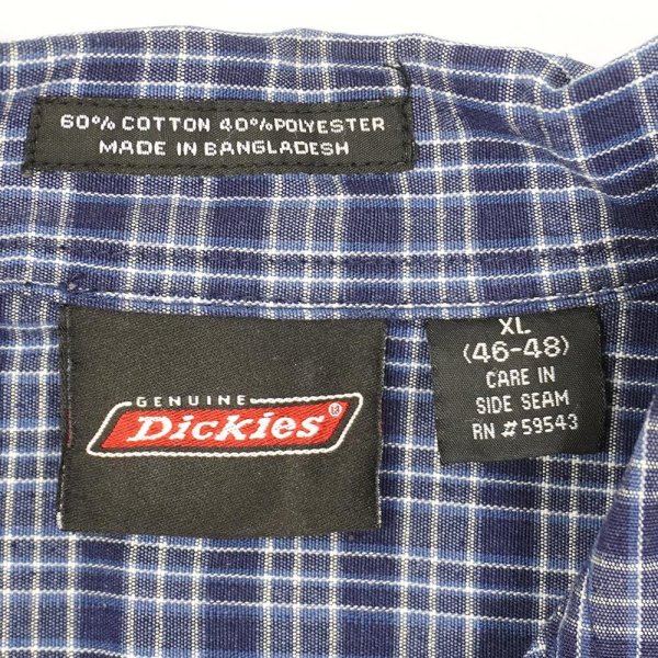 画像2: 00's Dickies S/S オープンカラーシャツ "Navy Plaid" (2)