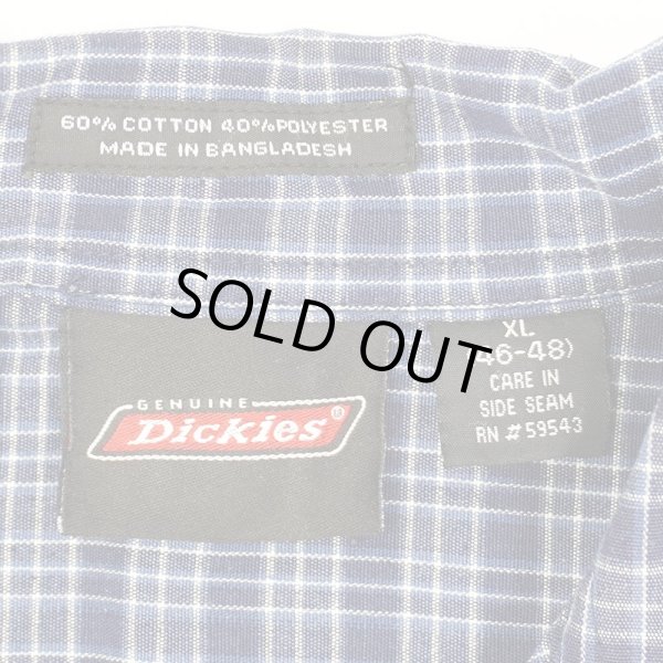 画像2: 00's Dickies S/S オープンカラーシャツ "Navy Plaid" (2)