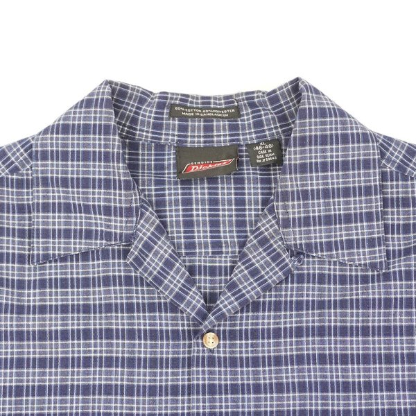 画像3: 00's Dickies S/S オープンカラーシャツ "Navy Plaid" (3)