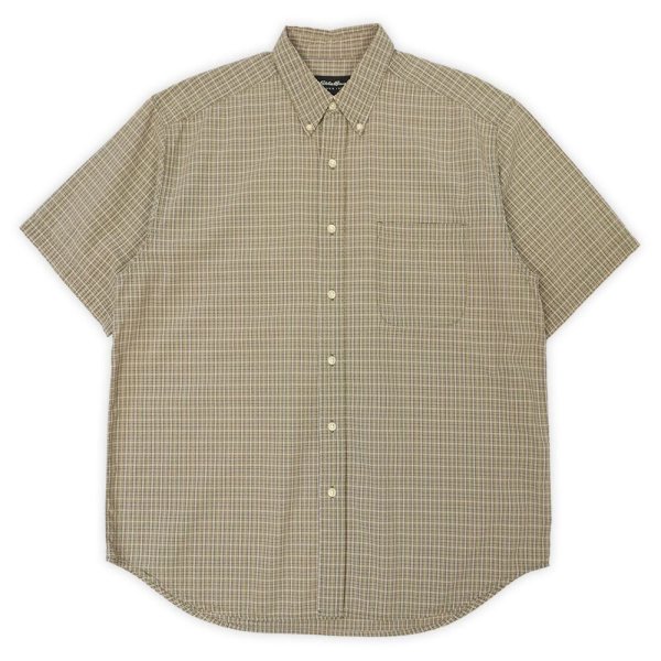 画像1: 00's Eddie Bauer S/S シアサッカーボタンダウンシャツ "Beige Plaid" (1)
