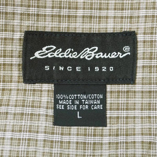画像2: 00's Eddie Bauer S/S シアサッカーボタンダウンシャツ "Beige Plaid" (2)