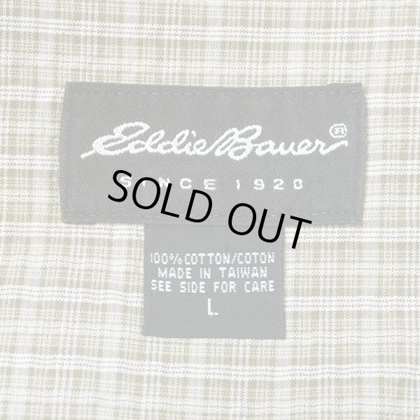 画像2: 00's Eddie Bauer S/S シアサッカーボタンダウンシャツ "Beige Plaid" (2)