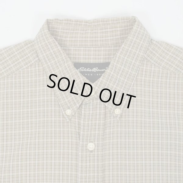 画像3: 00's Eddie Bauer S/S シアサッカーボタンダウンシャツ "Beige Plaid" (3)