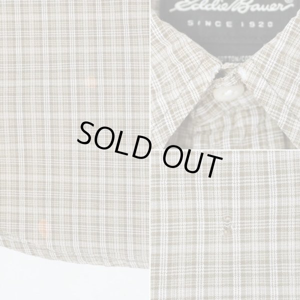 画像4: 00's Eddie Bauer S/S シアサッカーボタンダウンシャツ "Beige Plaid" (4)
