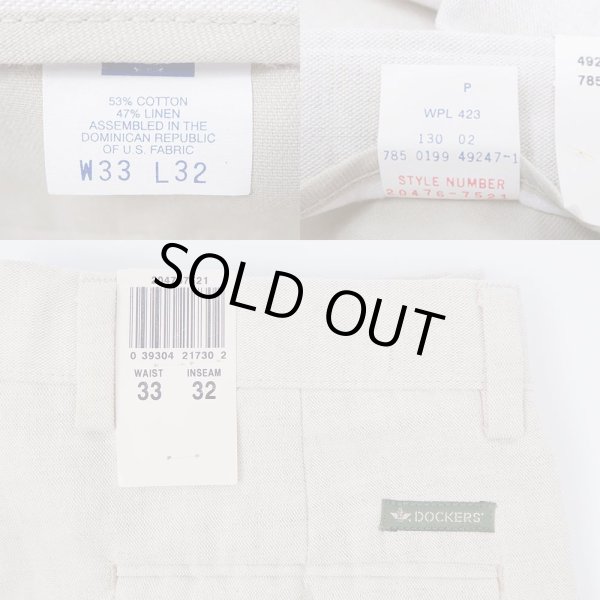 画像4: 90's DOCKERS 2タック リネントラウザー “DEADSTOCK” (4)