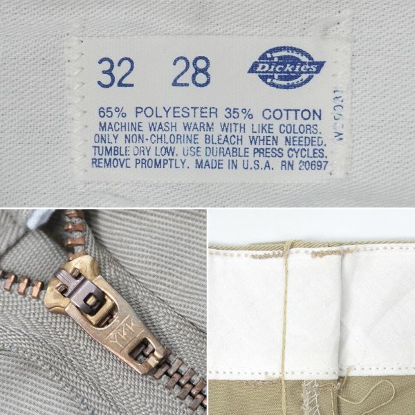 画像4: 80's Dickies 874 ワークパンツ "MADE IN USA / KHAKI / W32 L28" (4)