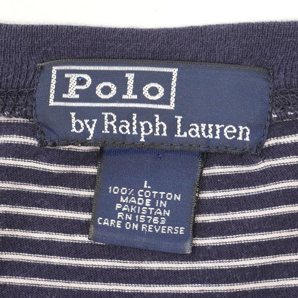 画像2: 90's Polo Ralph Lauren ボーダーTシャツ "NAVY × WHITE" (2)