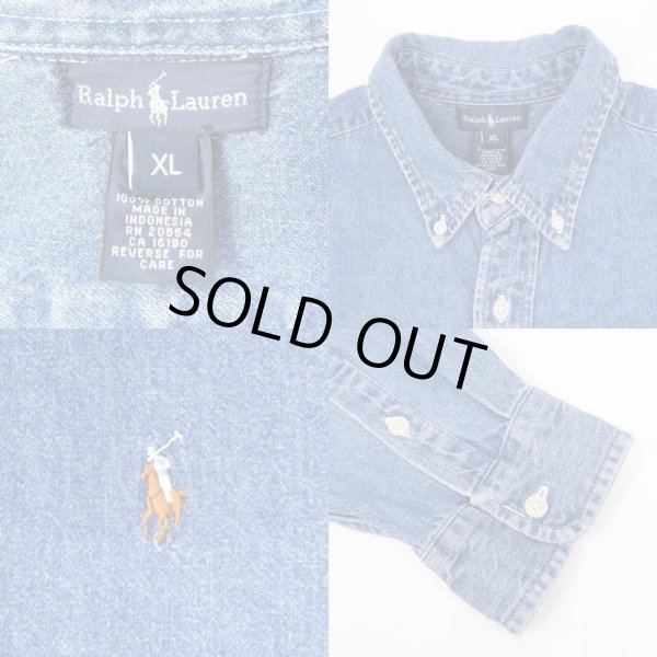画像3: 90's Polo Ralph Lauren デニムボタンダウンシャツ (3)