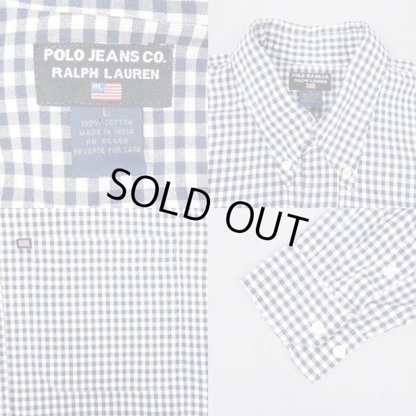 画像3: 90's POLO JEANS ギンガムチェック柄 ボタンダウンシャツ (3)