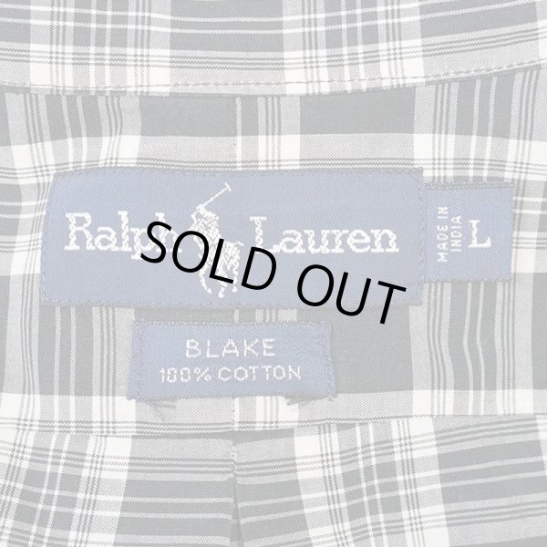 画像2: 90's Polo Ralph Lauren S/S ボタンダウンシャツ "BLAKE / BLACK Plaid" (2)