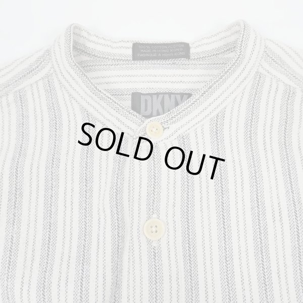 画像3: 90's DKNY マルチストライプ柄 バンドカラーネルシャツ (3)