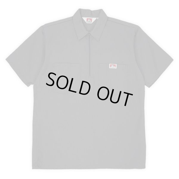 画像1: 00's BEN DAVIS S/S ハーフジップ ワークシャツ "MADE IN USA / DEADSTOCK / CHARCOAL" (1)