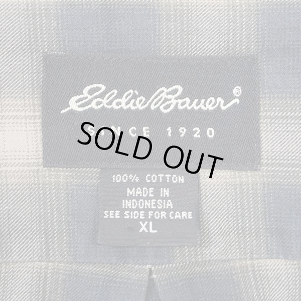 画像2: Early 00's Eddie Bauer コットンワークシャツ "Black Ombre Plaid" (2)