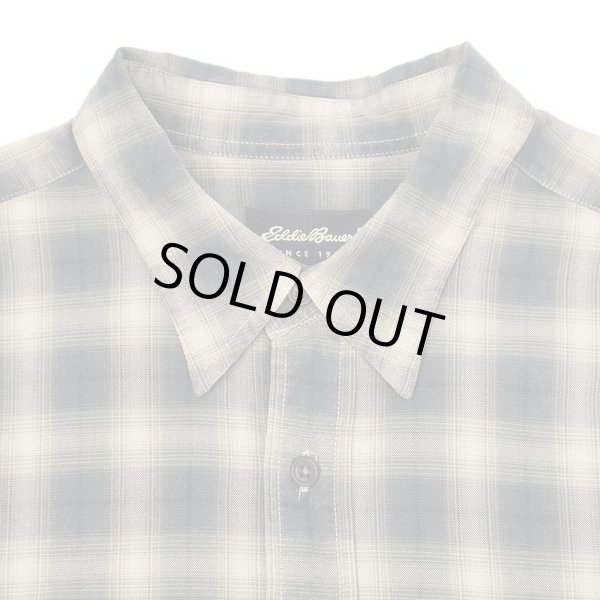 画像3: Early 00's Eddie Bauer コットンワークシャツ "Black Ombre Plaid" (3)
