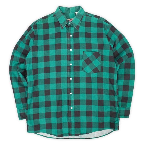 画像1: 90's AMERICAN EDITION プリントネルシャツ "Green×Black Plaid / MADE IN USA" (1)