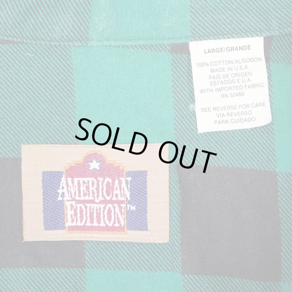 画像2: 90's AMERICAN EDITION プリントネルシャツ "Green×Black Plaid / MADE IN USA" (2)