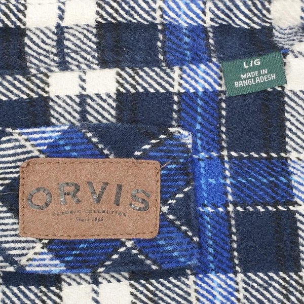 画像2: 00's ORVIS ヘビーネルシャツ "Dark Navy Plaid" (2)