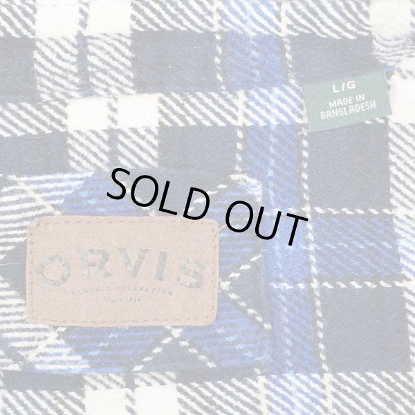 画像2: 00's ORVIS ヘビーネルシャツ "Dark Navy Plaid" (2)