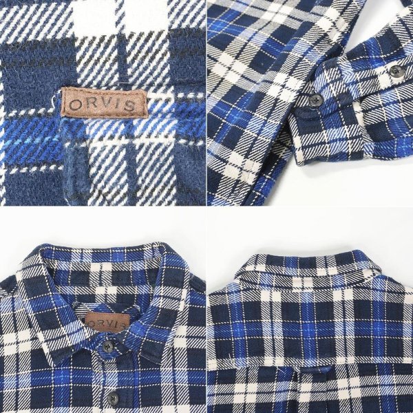 画像3: 00's ORVIS ヘビーネルシャツ "Dark Navy Plaid" (3)