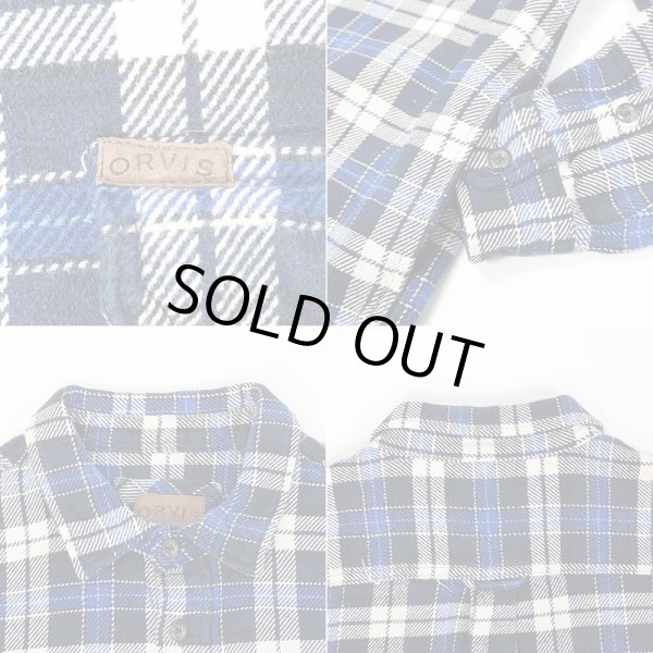 画像3: 00's ORVIS ヘビーネルシャツ "Dark Navy Plaid" (3)