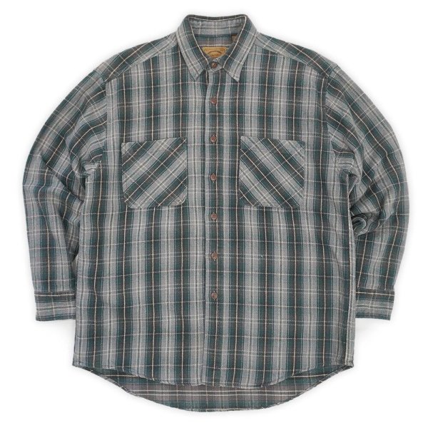 画像1: 90's ST JOHN'S BAY ヘビーネルシャツ "Gray × Blue Green Plaid" (1)
