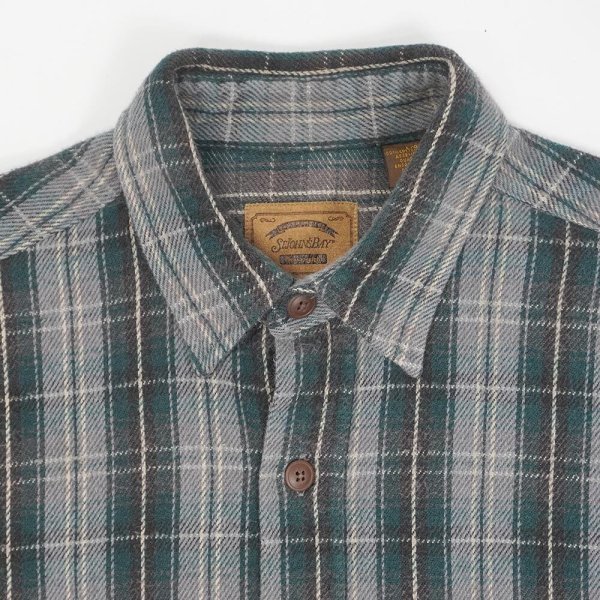 画像3: 90's ST JOHN'S BAY ヘビーネルシャツ "Gray × Blue Green Plaid" (3)