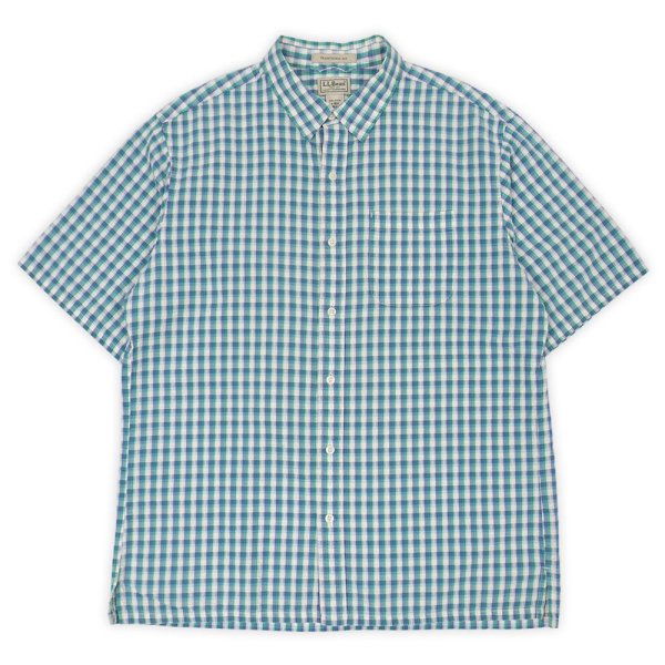 画像1: 00's L.L.Bean S/S シアサッカーシャツ "Blue Plaid" (1)