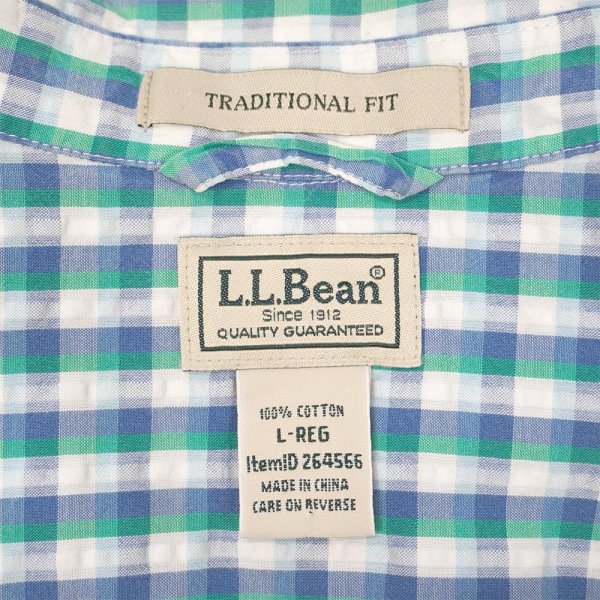 画像2: 00's L.L.Bean S/S シアサッカーシャツ "Blue Plaid" (2)