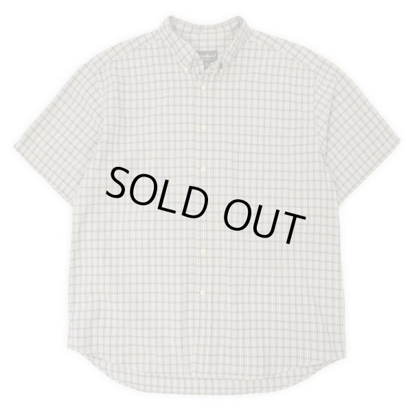 画像1: 00's Eddie Bauer S/S シアサッカーボタンダウンシャツ "Green Plaid" (1)