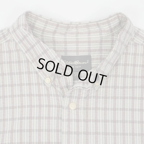 画像3: 00's Eddie Bauer S/S シアサッカーボタンダウンシャツ "Green Plaid" (3)