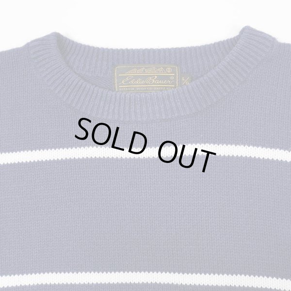 画像3: 90's Eddie Bauer ボーダー柄 コットンニット "黒タグ" (3)