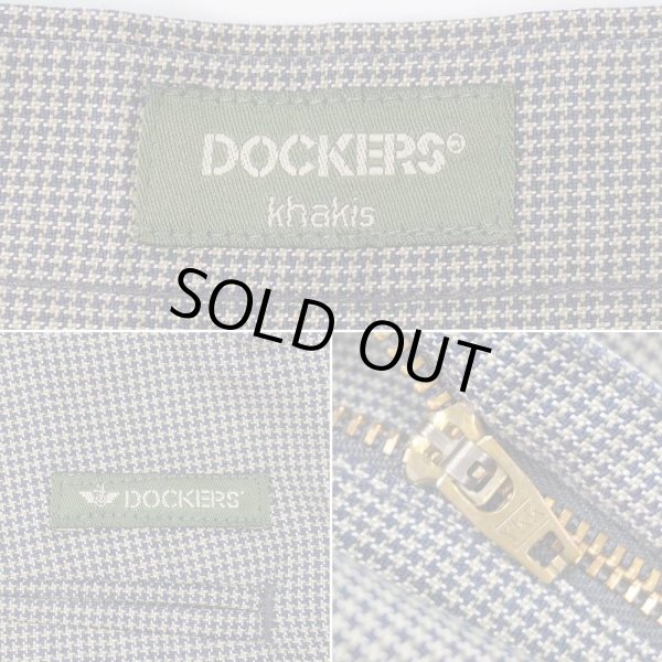 画像4: 90's DOCKERS 2タック コットントラウザー "W34 L32 / ハウンドトゥース柄" (4)