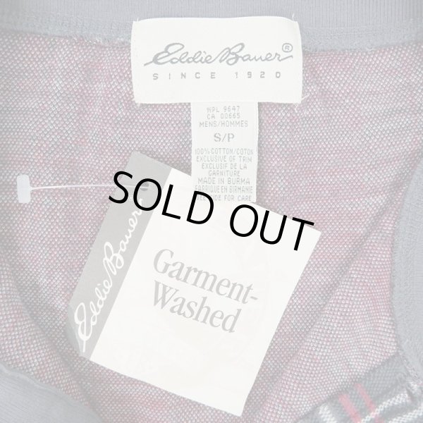 画像2: 90's Eddie Bauer チェック柄 ヘンリーネックカットソー "DEADSTOCK" (2)