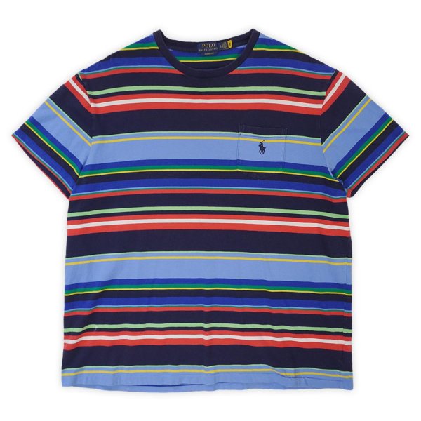 画像1: 00's Polo Ralph Lauren マルチボーダー ポケットTシャツ (1)