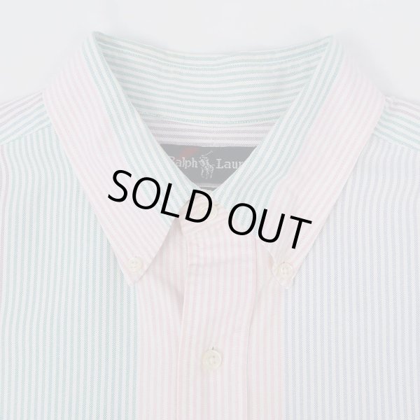 画像3: 90's Polo Ralph Lauren マルチストライプ柄 S/S ボタンダウンシャツ "BIG SHIRT" (3)