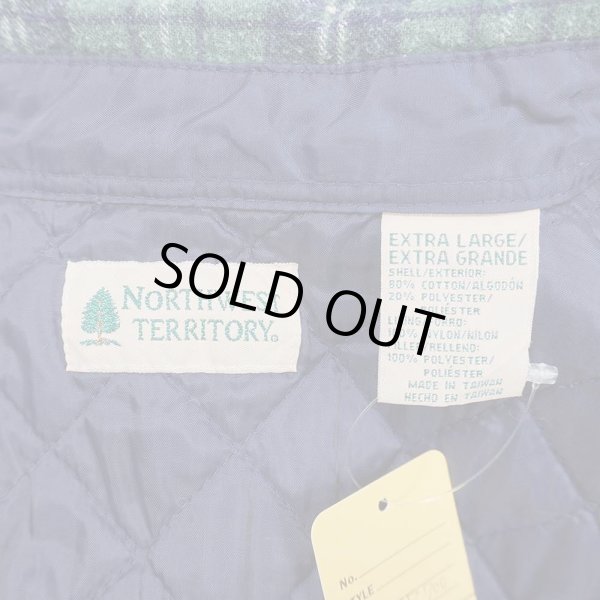 画像2: 90's NORTHWEST TERRITORY キルティングライナー ネルシャツ "GREEN Plaid" (2)