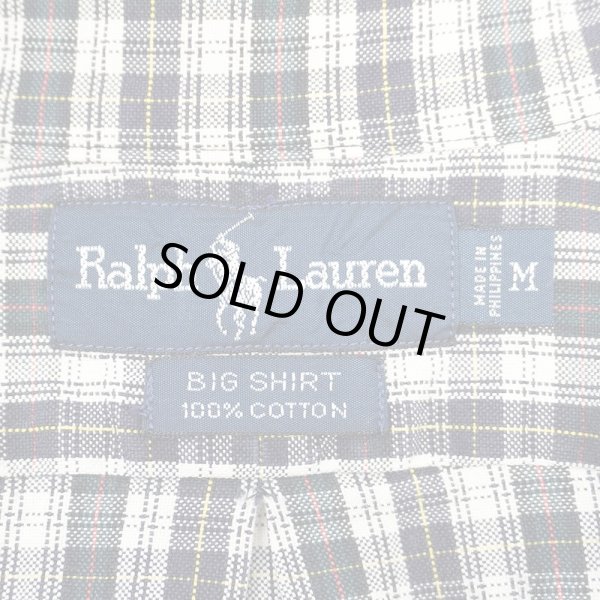 画像2: 90's Polo Ralph Lauren ボタンダウンシャツ "BIG SHIRT / Dark Navy Plaid" (2)