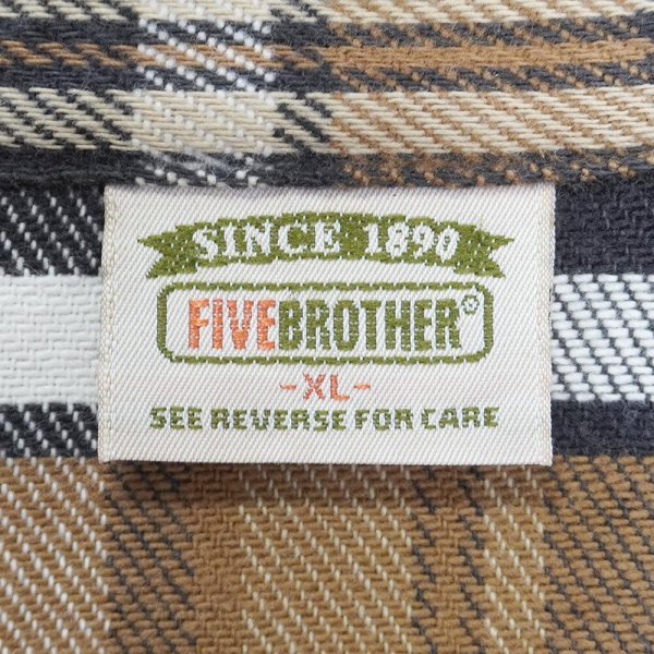 画像2: 90's FIVE BROTHER ヘビーネルシャツ "Brown Plaid" (2)