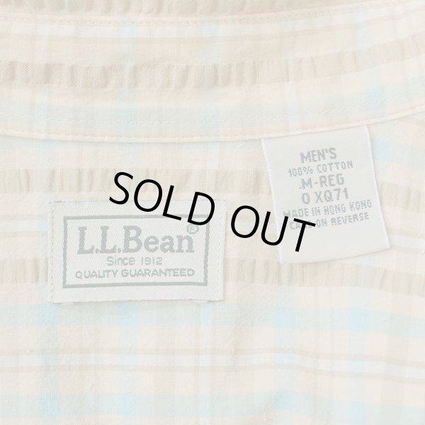 画像2: 00's L.L.Bean S/S シアサッカーシャツ "Beige Plaid" (2)