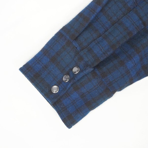画像4: 90's POLO SPORT ウールウエスタンシャツ "Blue×Black Plaid" (4)