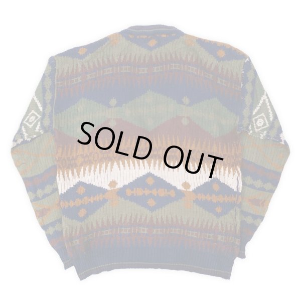 画像2: 80's Campus 総柄 アクリルニットカーディガン (2)