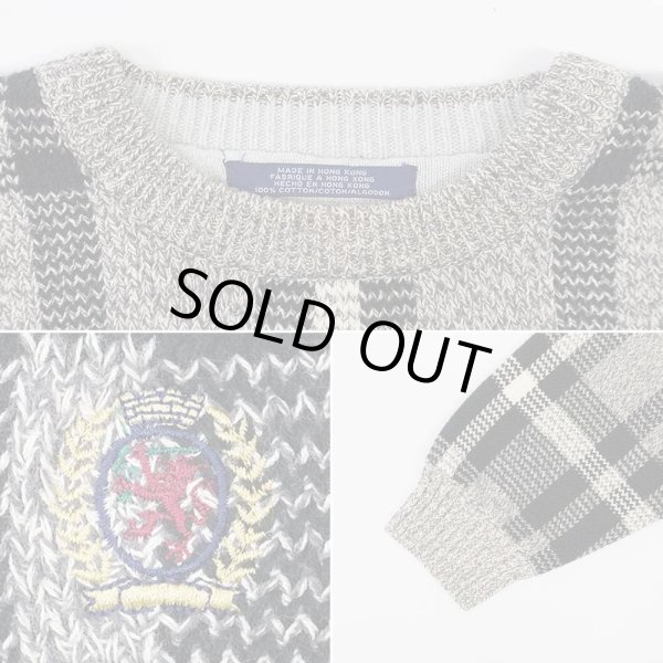 画像4: 90's TOMMY HILFIGER チェック柄 コットンニット (4)