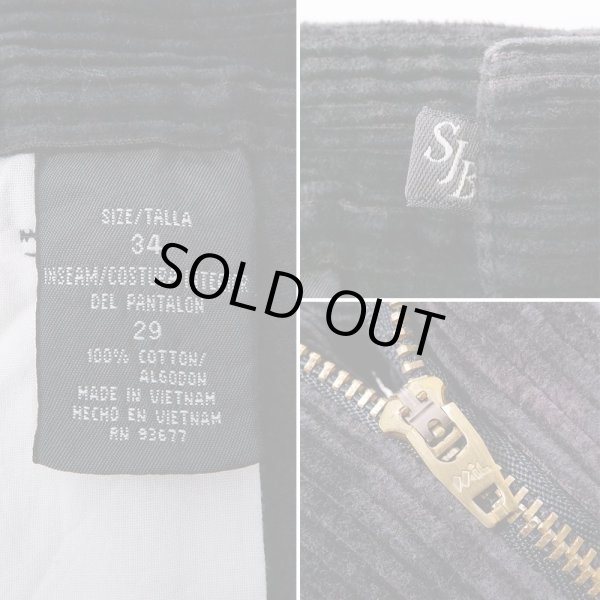 画像4: 00's ST.JOHN’S BAY 2タック太畝コーデュロイパンツ "BLACK / W34 L29" (4)