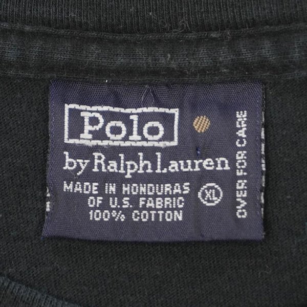 画像2: 90's Polo Ralph Lauren ロゴ刺繍Tシャツ "BLACK" (2)