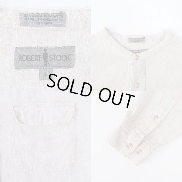 画像3: 90's ROBERT STOCK バンドカラー リネンシャツ (3)