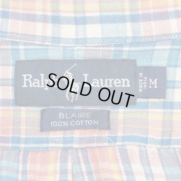 画像2: 90's Polo Ralph Lauren フランネル ボタンダウンシャツ "BLAIRE / MADRAS CHECK" (2)