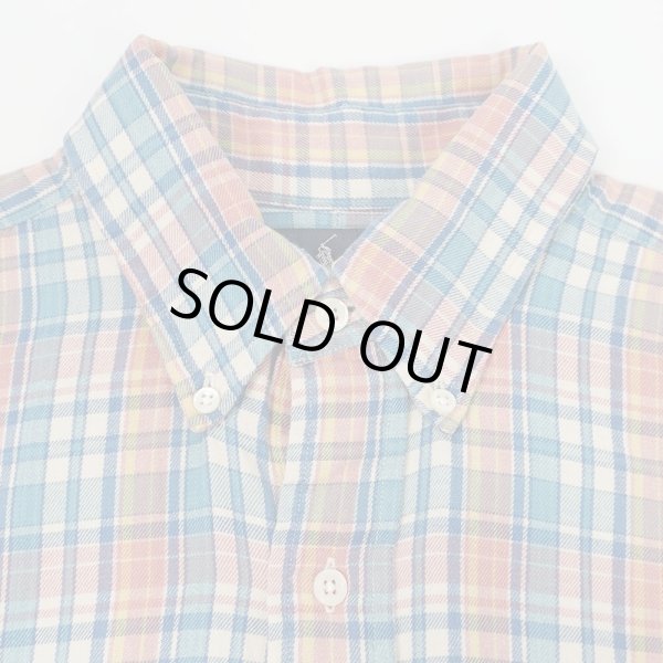 画像4: 90's Polo Ralph Lauren フランネル ボタンダウンシャツ "BLAIRE / MADRAS CHECK" (4)