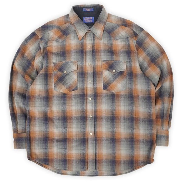 画像1: 00's Pendleton ウールウエスタンシャツ "Ombre Plaid" (1)