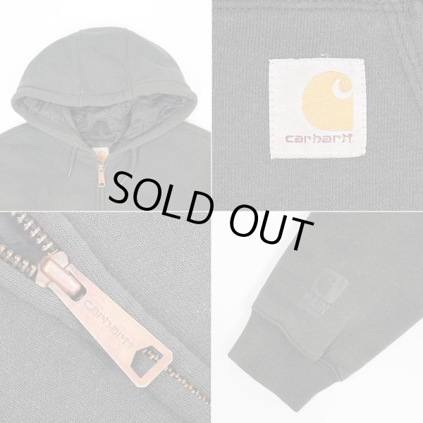 画像3: 00's Carhartt キルティングライナー フルジップ スウェットパーカー “FADE BLACK” (3)